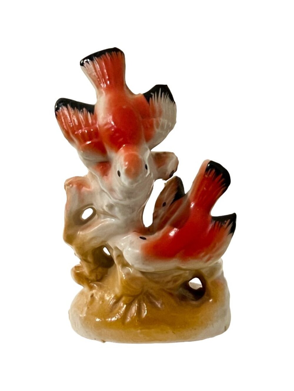 Vintage Japanese Ceramic Lovebirds on Branch Small Figurine